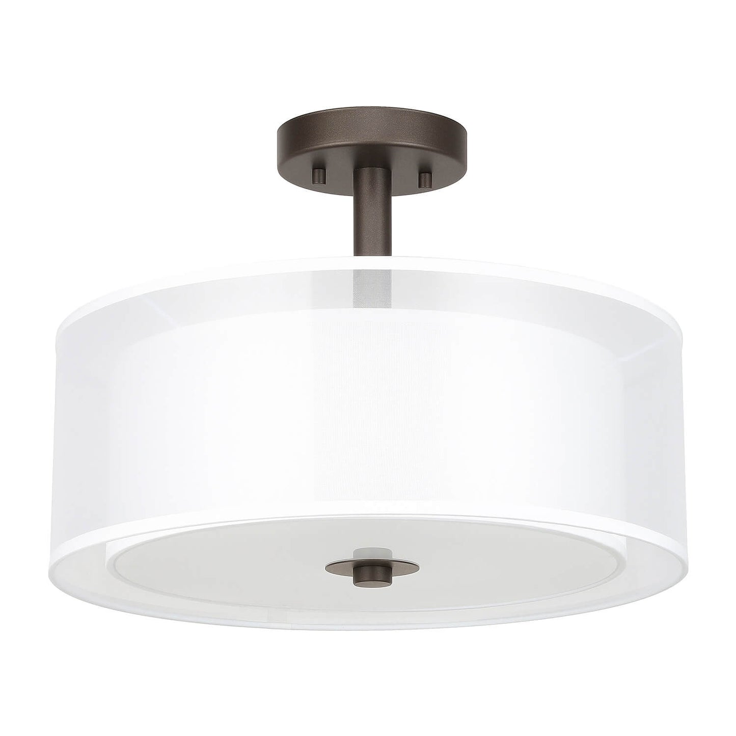 16 inch Semi Flush Mount Ceiling Light with Fabric Shade in Dark Bronze XB-SF1194-DB