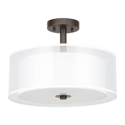 16 inch Semi Flush Mount Ceiling Light with Fabric Shade in Dark Bronze XB-SF1194-DB