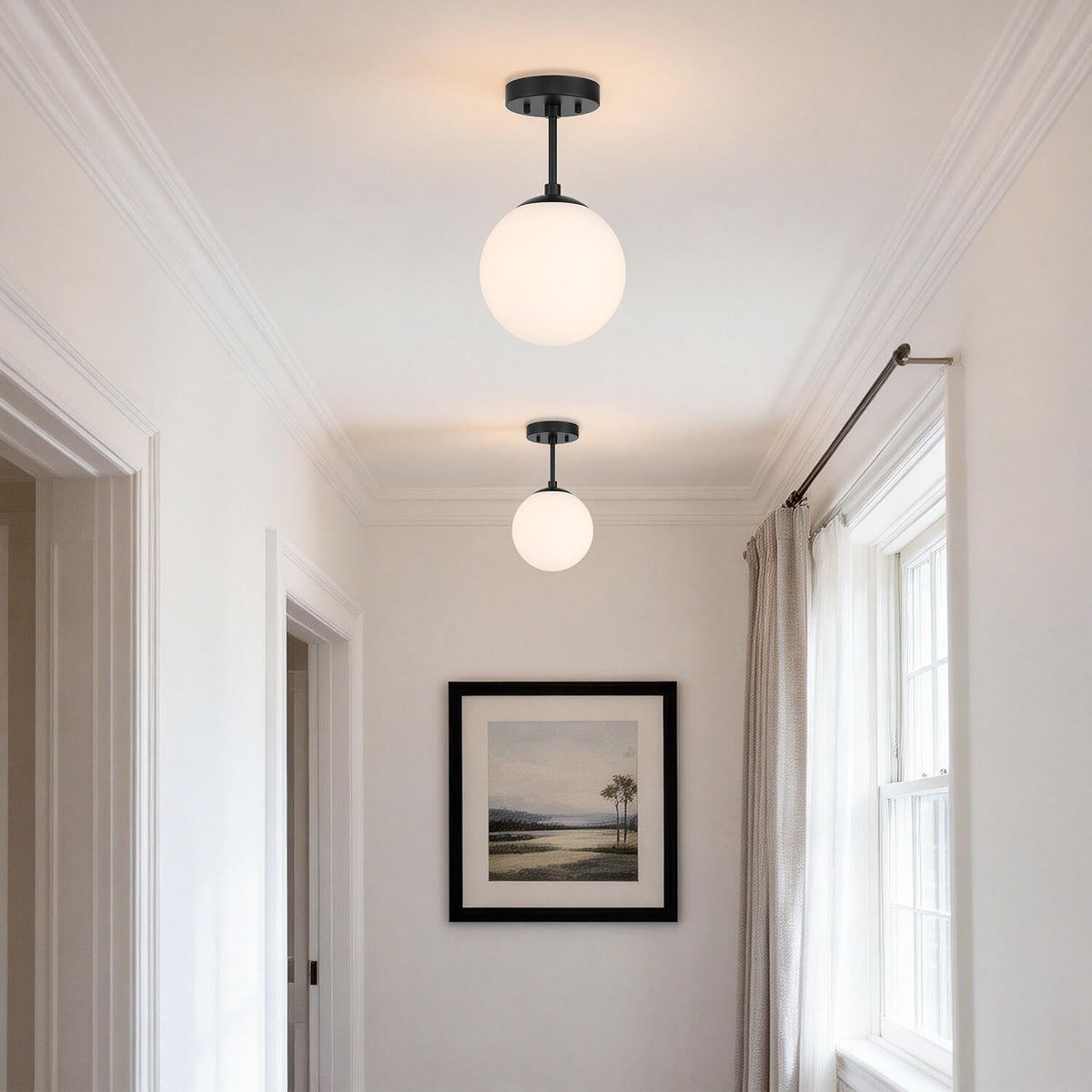 Matte Black Globe Ceiling Light for Living & Dining Room XB-SF1211-MBK