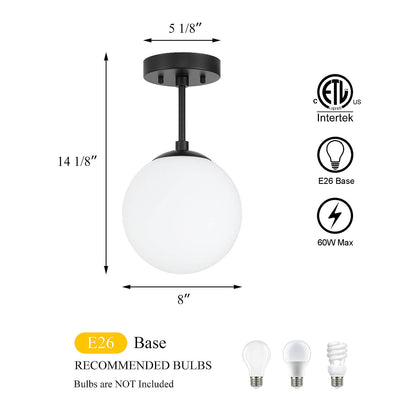 Matte Black Globe Ceiling Light for Living & Dining Room XB-SF1211-MBK