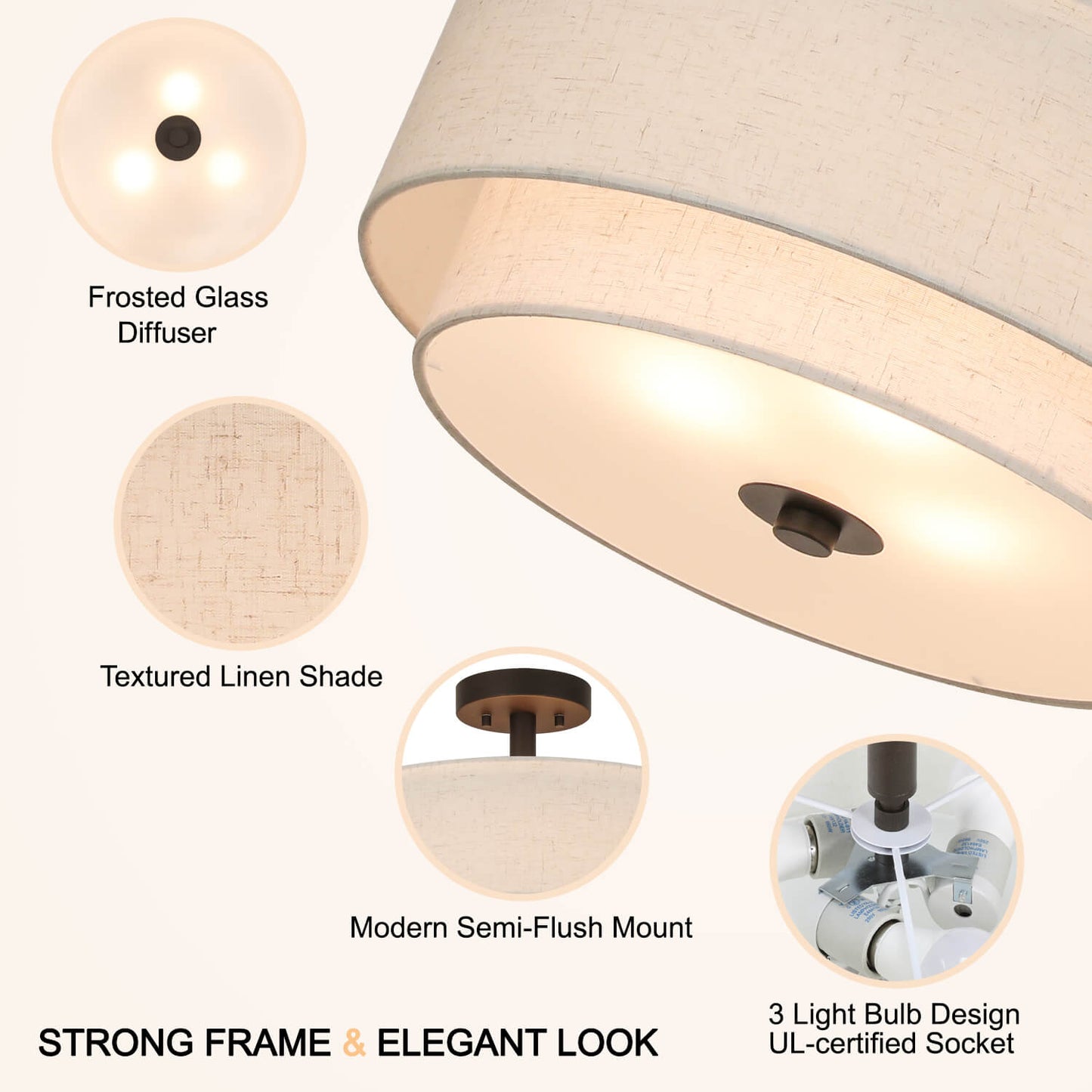 16 inch Retro Gold Brass Drum Ceiling Light for Bedroom & Living Room XB-SF1289-DB