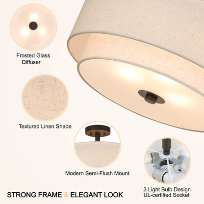 16 inch Retro Gold Brass Drum Ceiling Light for Bedroom & Living Room XB-SF1289-DB