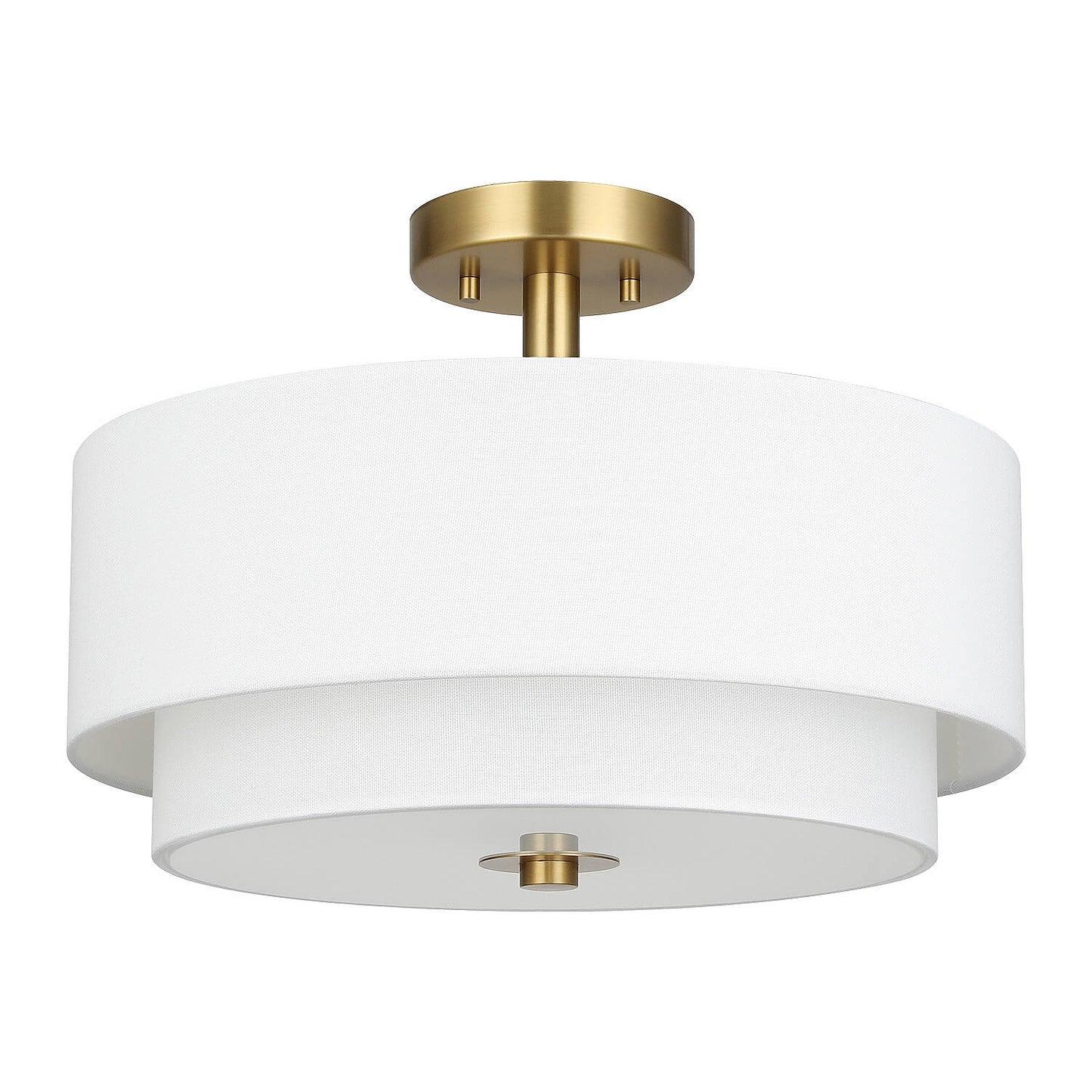 16 inch 3-Light Gold Semi Flush Mount Ceiling Light with Fabric Drum Shade XB-SF1289-GB