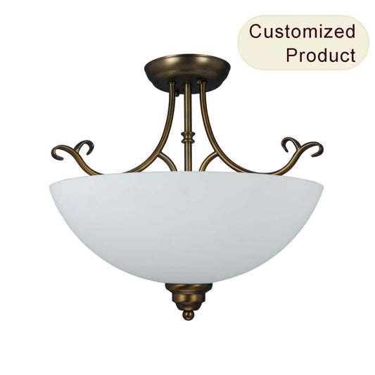 Industrial Vintage Dining Chandelier Classic Ceiling Lamp E26 Retro Pendant Lamp Semi Flush Mount Ceiling Light XB-SF721-2-AB