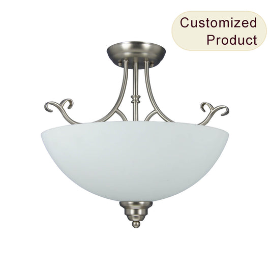 Industrial Style White Glass Shade Ceiling Pendant Lamps Semi Flush Mount Pendant Light Chandelier for Room XB-SF721-2-SN