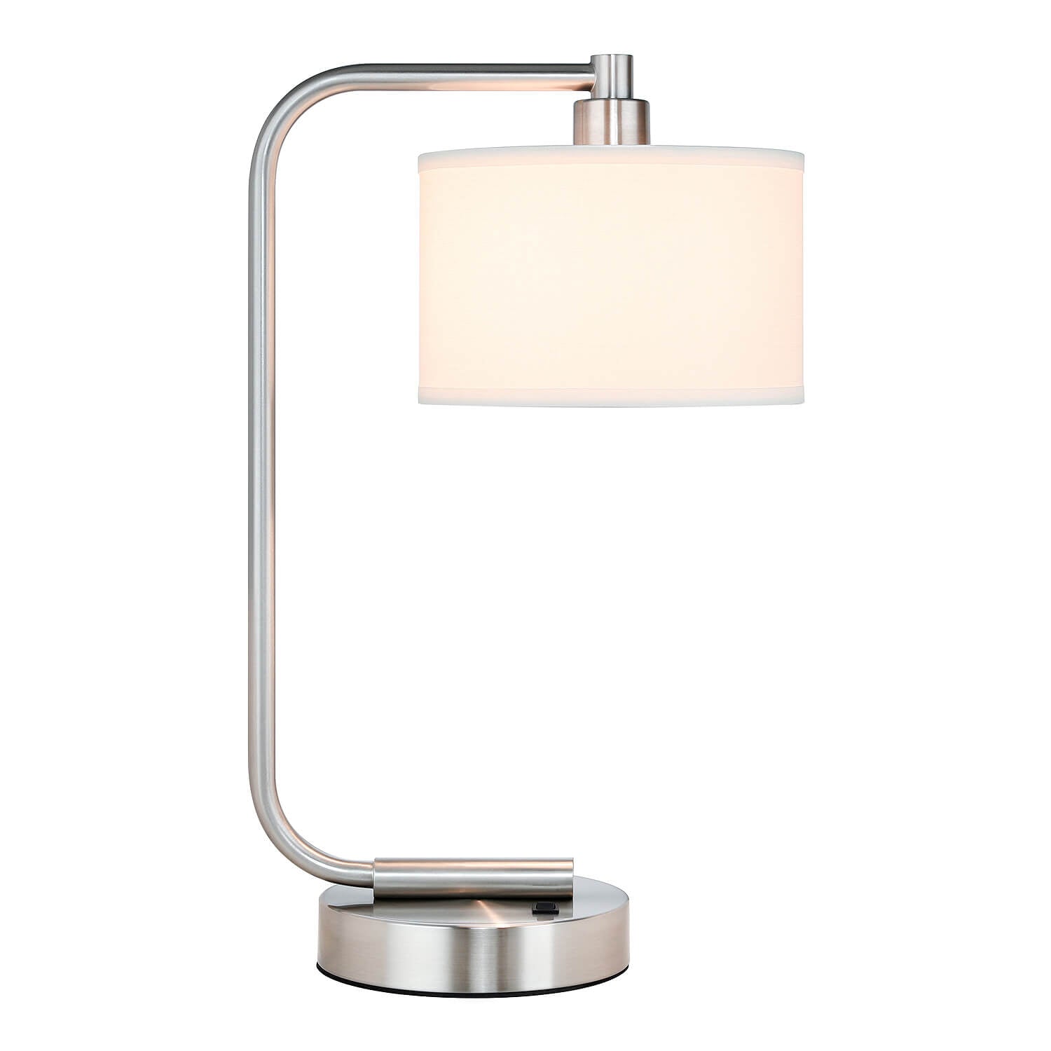 Bedside Table Lamp Modern Brushed Nickel Table Lamp with Shade