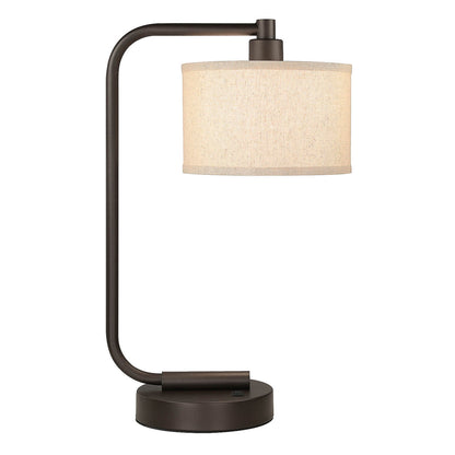 Bronze Table Lamp with USB Charging Port and Fabric Shade XB-TL1226-DB