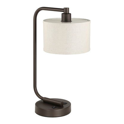 Bronze Table Lamp with USB Charging Port and Fabric Shade XB-TL1226-DB