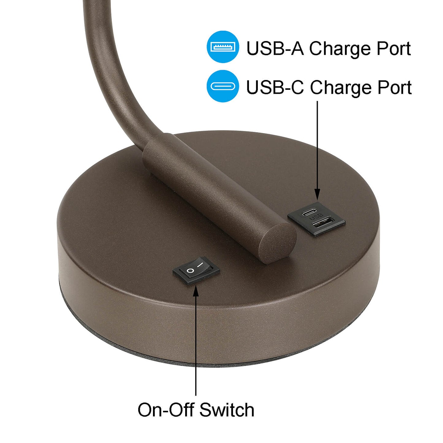 Bronze Table Lamp with USB Charging Port and Fabric Shade XB-TL1226-DB