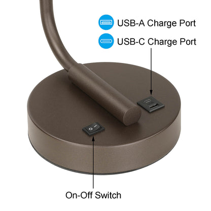 Bronze Table Lamp with USB Charging Port and Fabric Shade XB-TL1226-DB