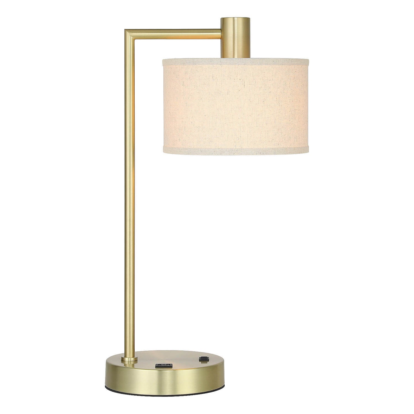 Table Lamp with USB Port, Fabric Shade, Satin Brass, Bedside Desk Lamp for Bedroom XB-TL1230-SB