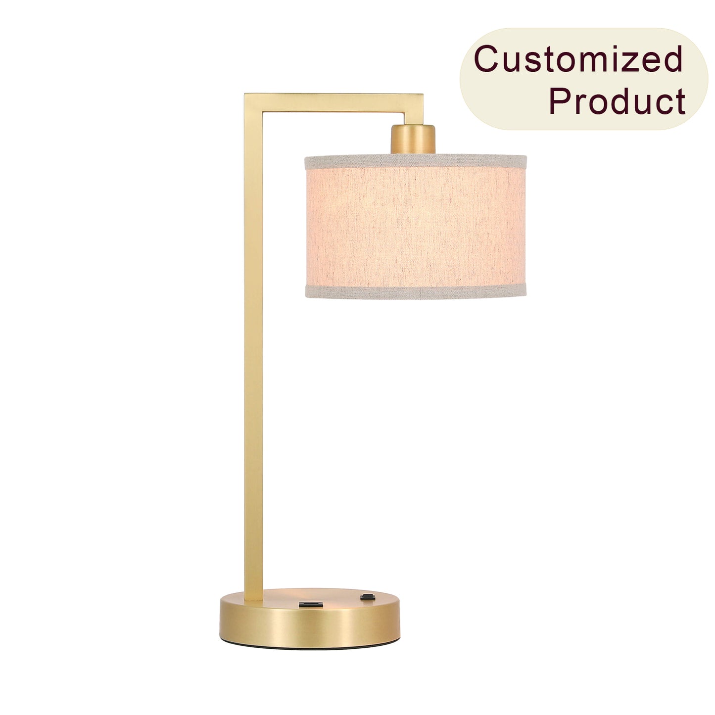 Modern Satin Brass Desk Lamp with USB & Fabric Shade XB-TL1231-SB
