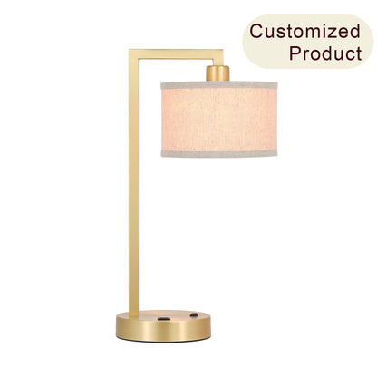 Modern Satin Brass Desk Lamp with USB & Fabric Shade XB-TL1231-SB