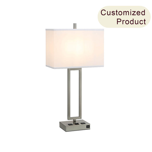 Manufacturer Low Price Usb Rechargeable Unique Table Lamps Home Decor Bedroom Hotel Bedside Desk Lamp With Fabric Lamp Shade XB-TL253-BN