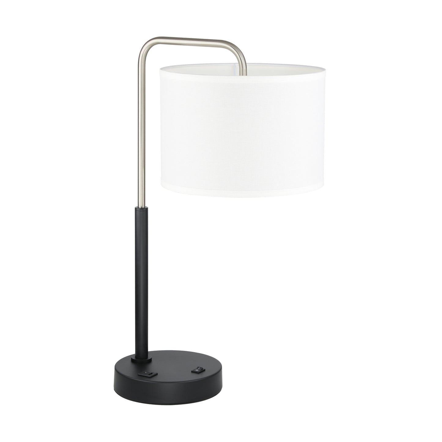 Modern Bedside Lamp with USB & Drum Shade in Brushed Nickel XB-TL257-BN