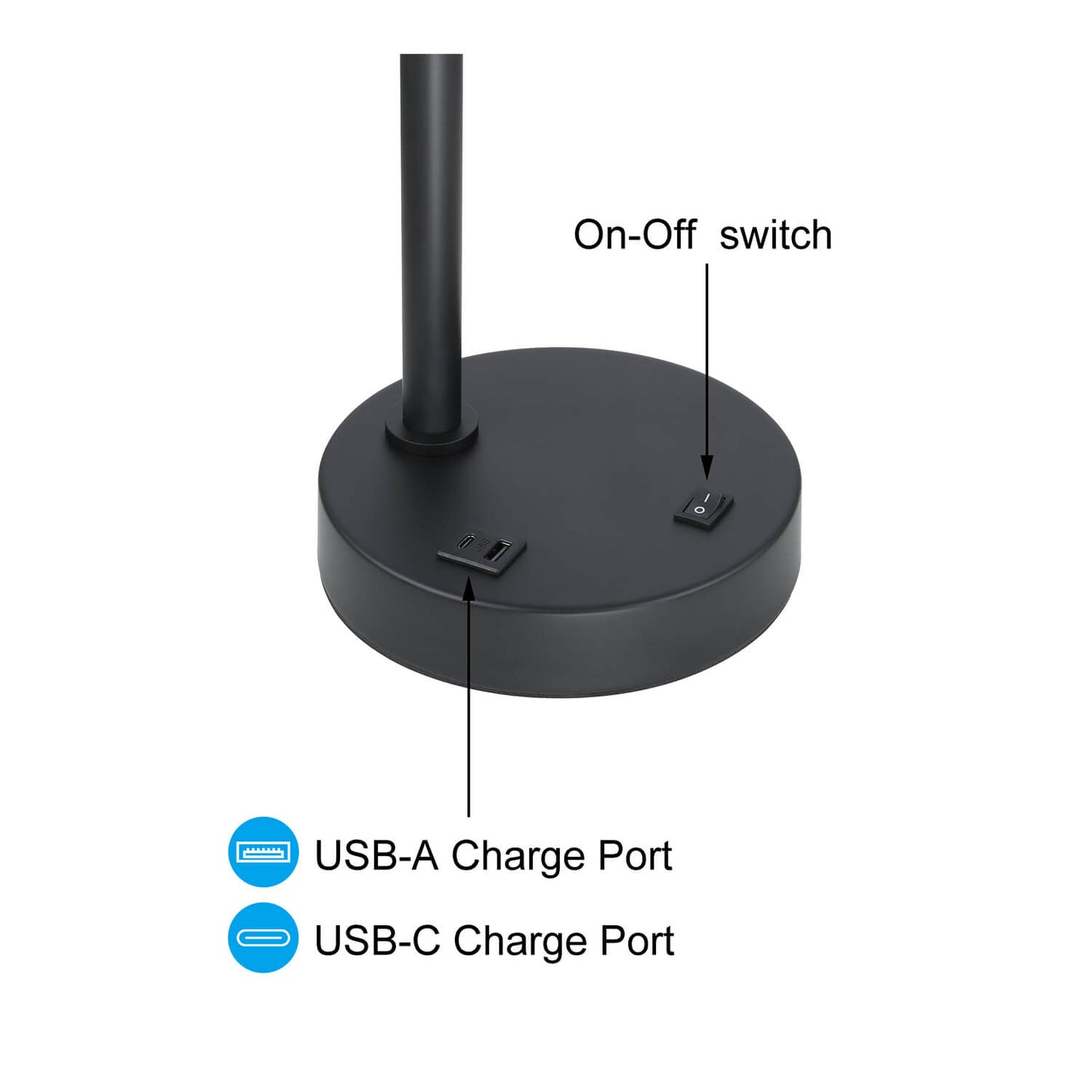 Modern Bedside Lamp with USB & Drum Shade in Brushed Nickel XB-TL257-BN