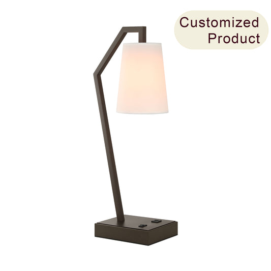 Modern Bronze USB Table Lamp with Fabric Shade for Bedroom & Office XB-TL290-DB