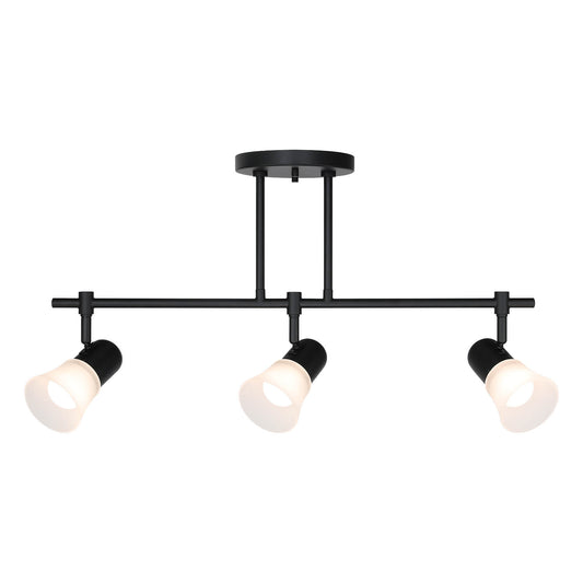 Track Lighting, 3-Light Ceiling Mount, Adjustable Spotlight Heads, Matte Black XB-TR1235-3-MB
