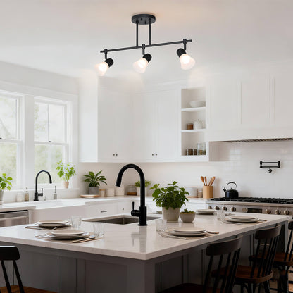 Track Lighting, 3-Light Ceiling Mount, Adjustable Spotlight Heads, Matte Black XB-TR1235-3-MB