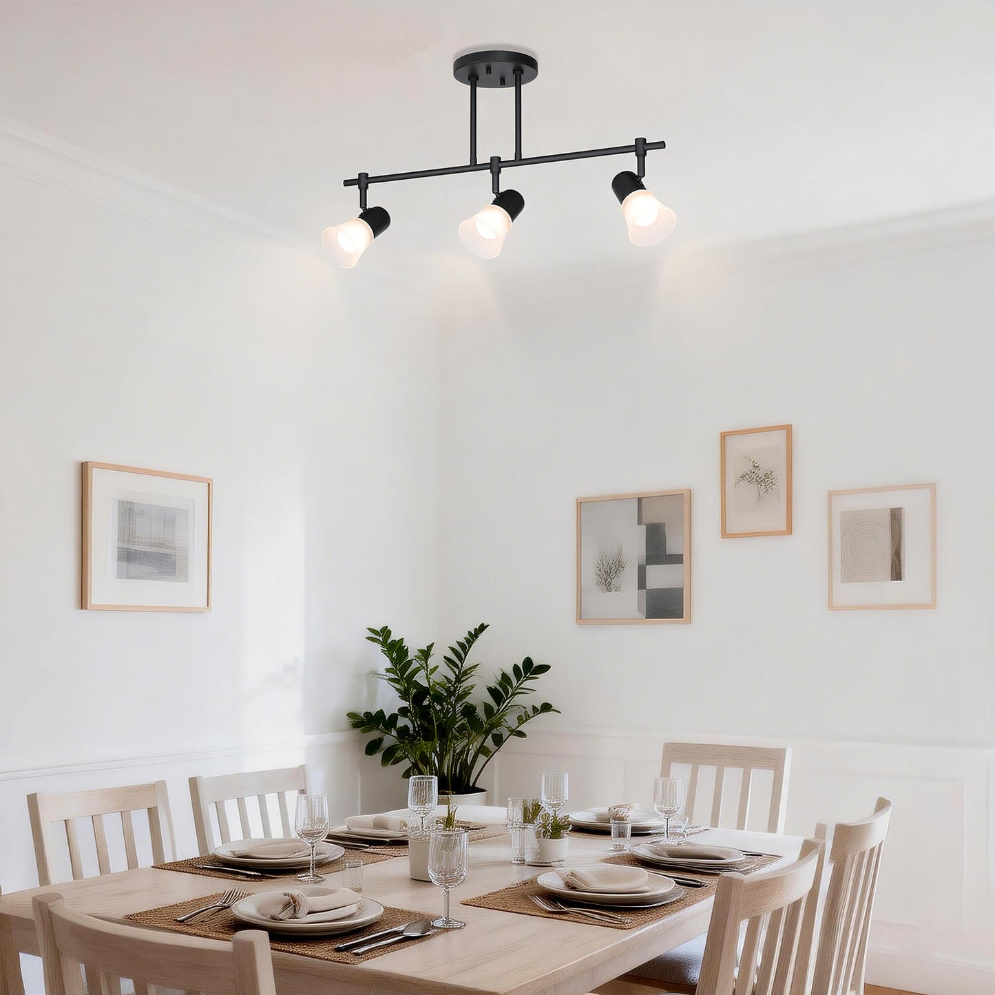 Track Lighting, 3-Light Ceiling Mount, Adjustable Spotlight Heads, Matte Black XB-TR1235-3-MB