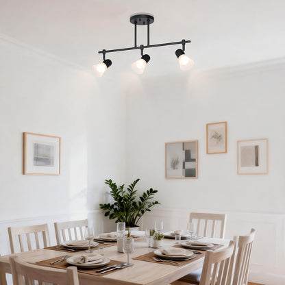 Track Lighting, 3-Light Ceiling Mount, Adjustable Spotlight Heads, Matte Black XB-TR1235-3-MB