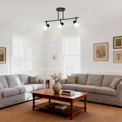 Track Lighting, 3-Light Ceiling Mount, Adjustable Spotlight Heads, Matte Black XB-TR1235-3-MB