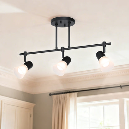 Track Lighting, 3-Light Ceiling Mount, Adjustable Spotlight Heads, Matte Black XB-TR1235-3-MB