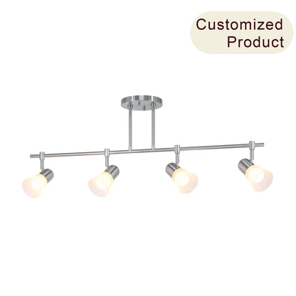 Track Lighting, 4-Light Ceiling Mount, Brushed Nickel, Frosted Glass Shades XB-TR1235-4-BN