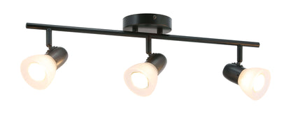 Modern Track Light Fixture, 3-Light Rail with Frosted Glass Shades, Matte Black XB-TR1237-3-MB