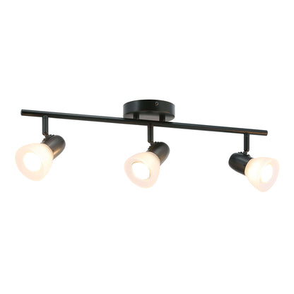 Modern Track Light Fixture, 3-Light Rail with Frosted Glass Shades, Matte Black XB-TR1237-3-MB