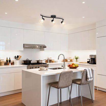 Modern Complete Track Lighting Kit with Rotatable Head Black Kitchen Ceiling Spot Light XB-TR1238-3-MB