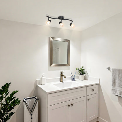 Modern Complete Track Lighting Kit with Rotatable Head Black Kitchen Ceiling Spot Light XB-TR1238-3-MB