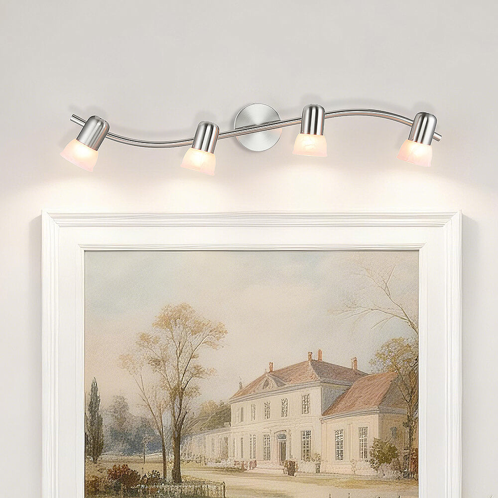 Modern Glass Track Lighting Bar Nickel Finish XB-TR1238-4-BN