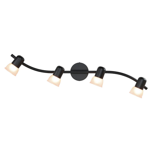 Modern 4 Light Track Light with Adjustable Head Fixed Wave Spot Ceiling Fixtures XB-TR1238-4-MB