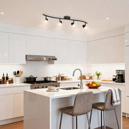 Modern 4 Light Track Light with Adjustable Head Fixed Wave Spot Ceiling Fixtures XB-TR1238-4-MB
