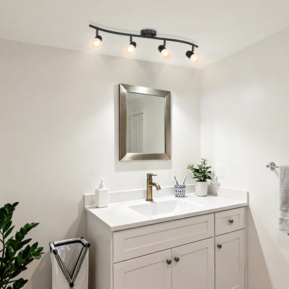 Modern 4 Light Track Light with Adjustable Head Fixed Wave Spot Ceiling Fixtures XB-TR1238-4-MB
