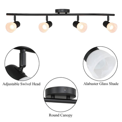 Modern 4 Light Track Light with Adjustable Head Fixed Wave Spot Ceiling Fixtures XB-TR1238-4-MB