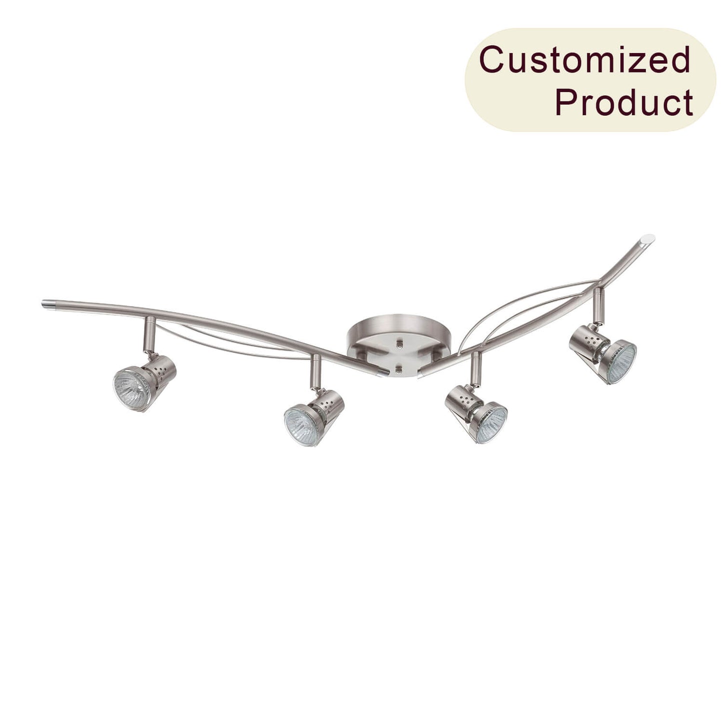 2025 Commercial Modern Adjustable 4-Head Track Lighting Kit Indoor Ceiling Spot Light with Gu10 Socket for Kitchen Living Room XB-TR2981-BN