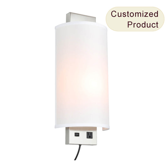 America Style Hotel Bedroom Fabric Shade E26 Headboard Reading Wall Lamp Wall Mounted Bed Side Lamps Custom Wall Light XB-W1150-BN