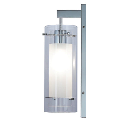 Set of 2 Modern Bathroom Wall Sconces, Clear and Frosted Glass Shade, Chrome XB-W1159-2-CH