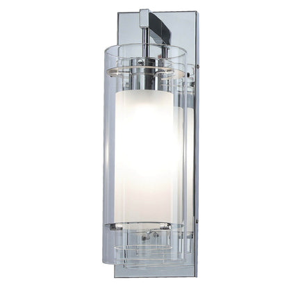 Set of 2 Modern Bathroom Wall Sconces, Clear and Frosted Glass Shade, Chrome XB-W1159-2-CH
