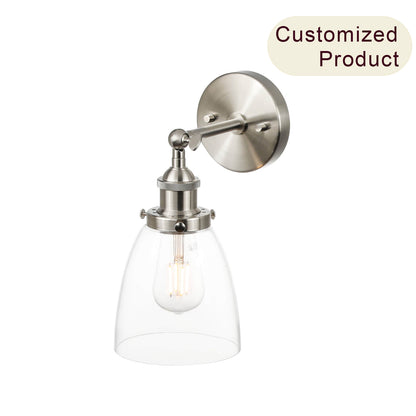 Brushed Nickel Glass Wall Sconce for Bathroom & Kitchen XB-W1160-BN