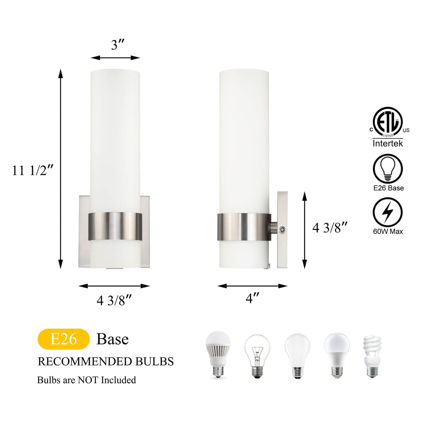 Modern Glass Wall Sconce in Brushed Nickel XB-W1185-BN