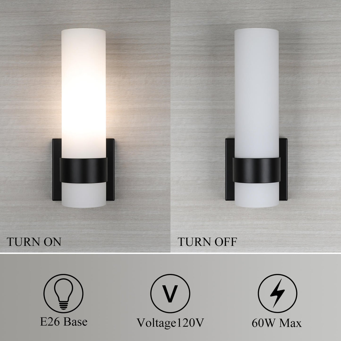 Modern Black Wall Sconce with White Glass for Bathroom and Bedroom XB-W1185-MB