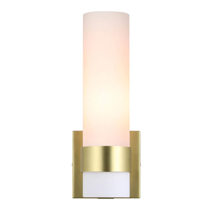 1-Light ADA Bathroom Wall Sconce with Tube Glass in Satin Brass XB-W1185-SB