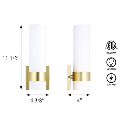 1-Light ADA Bathroom Wall Sconce with Tube Glass in Satin Brass XB-W1185-SB