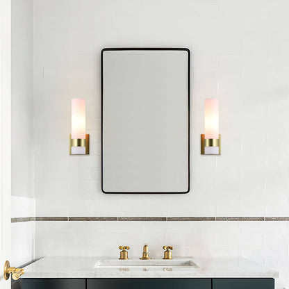 1-Light ADA Bathroom Wall Sconce with Tube Glass in Satin Brass XB-W1185-SB