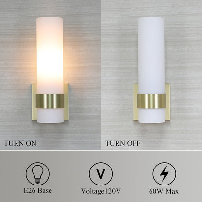 1-Light ADA Bathroom Wall Sconce with Tube Glass in Satin Brass XB-W1185-SB