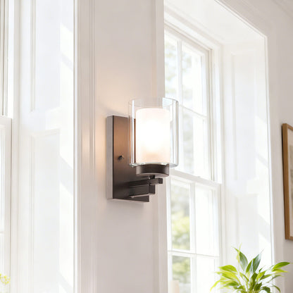 Dual Glass Bathroom Vanity Light in Dark Bronze XB-W1195-1-DB