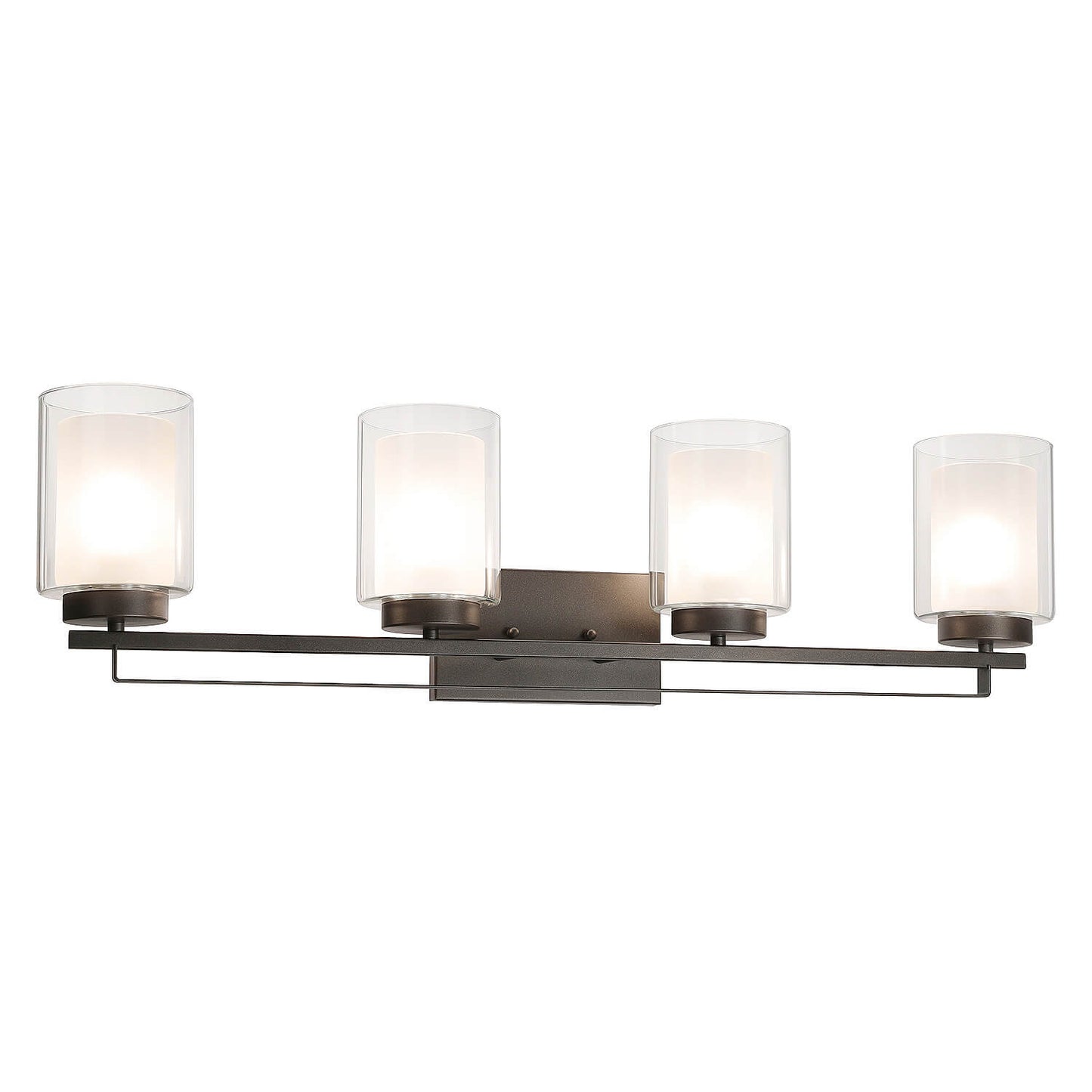 4 Light Bathroom Vanity Lighting with Dual Glass Shade in Dark Bronze XB-W1195-4-DB